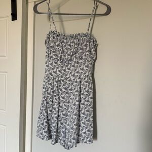 Altar'd State Floral Romper in White and Blue